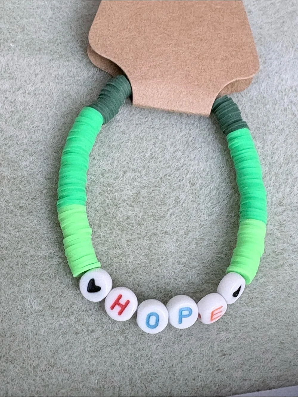 HOPE beaded 6.5” bracelet multi color green. Ask about customization of bracelet